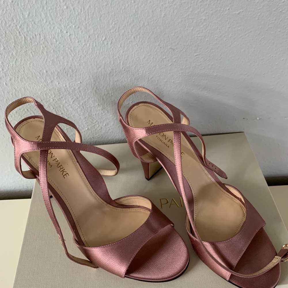 Marion Parke Loretta Pink Satin Strappy Dress Sandals Sz 38/US sz 8